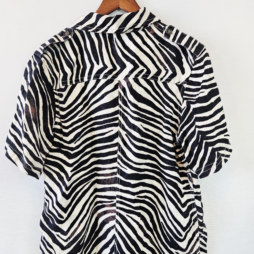 Banana Republic Zebra Safari Linen Romper size Large - Picture 8 of 10